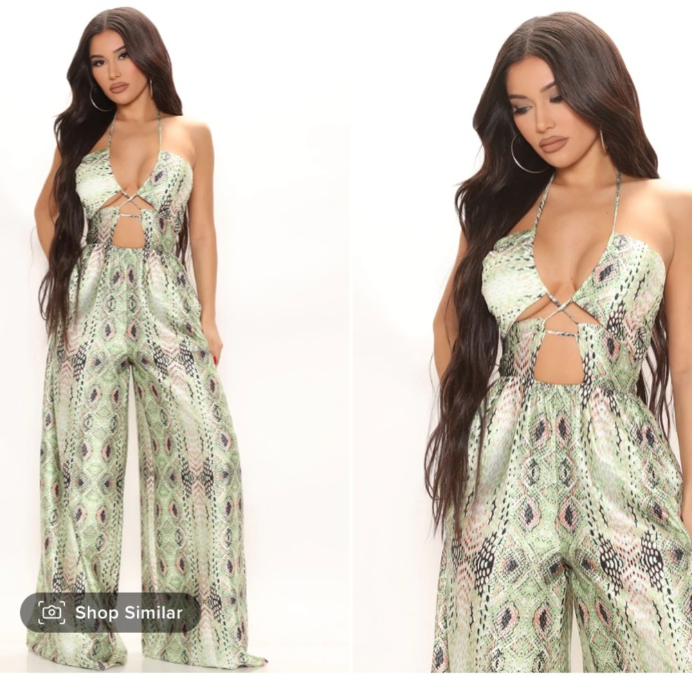 Fashion Nova Sassy Snake Skin Jumpsuit